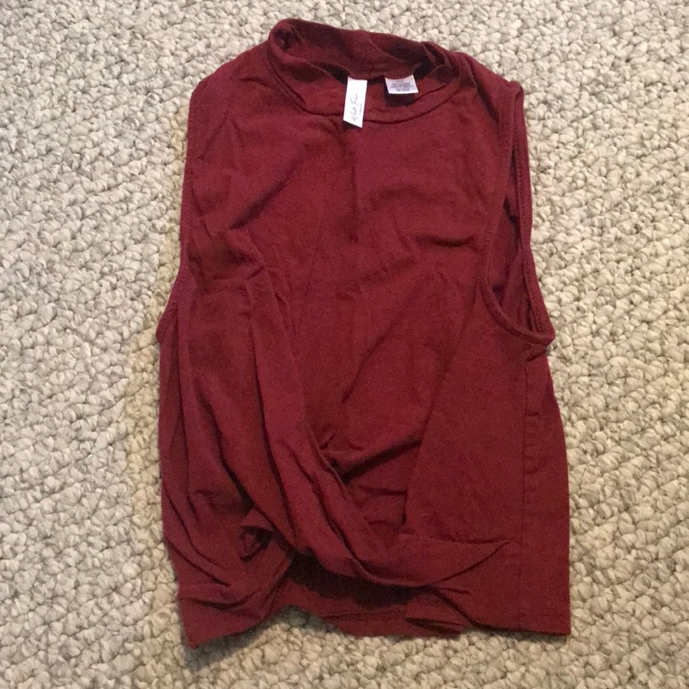 Red high neck crop top